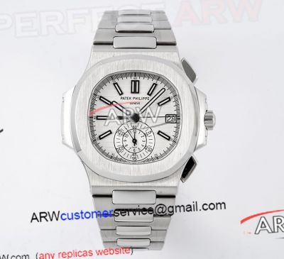  PP Factory Patek Philippe Nautilus 5980 Super Clone White Face Stainless Steel Swiss Watch 
